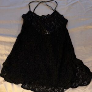 Victoria Secret Black Lace cross-Back Slipdress medium